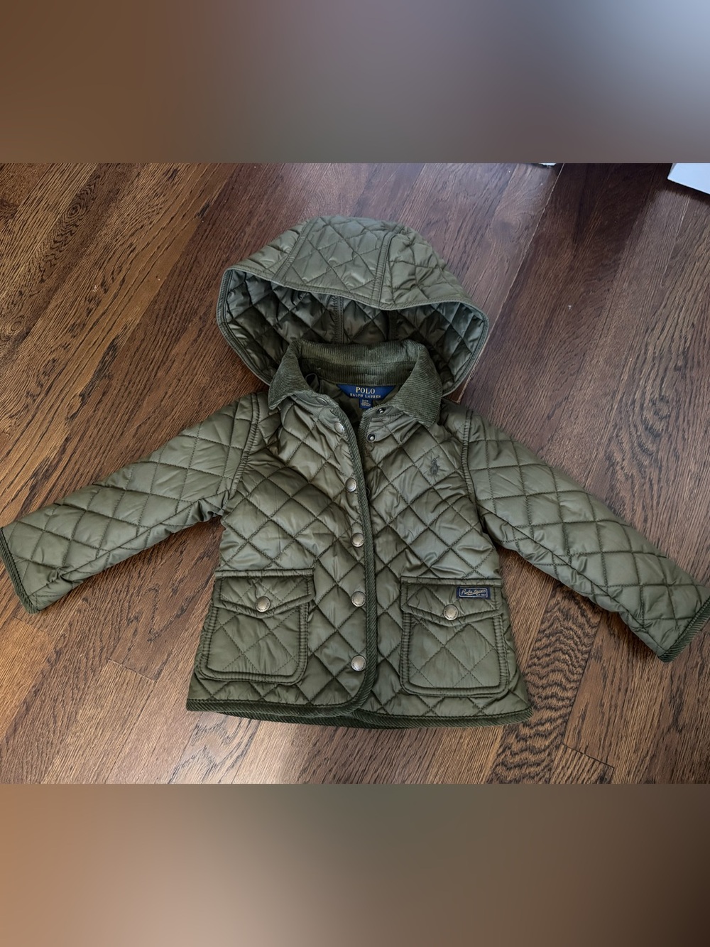 Polo by Ralph Lauren Olive Quilted Hooded Kids Jacket